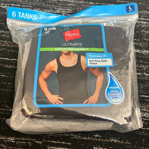 Hanes Other - Hanes | Ultimate Comfortsoft | Ring Spun Cotton | 6-Pack | Tank Tops | LG